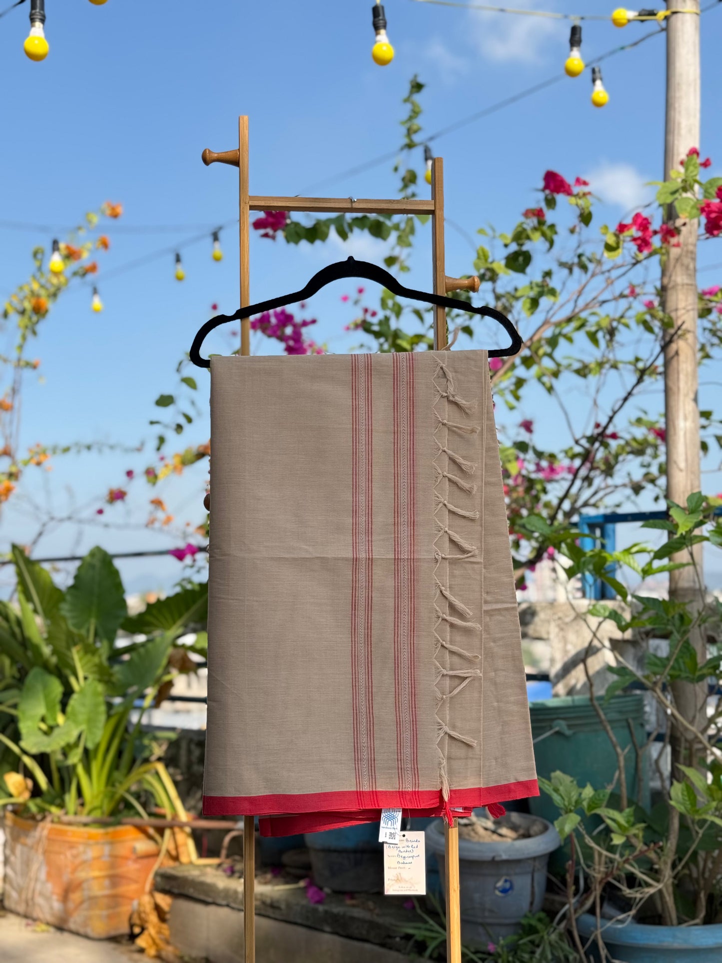 Brinda Grey with Red Border