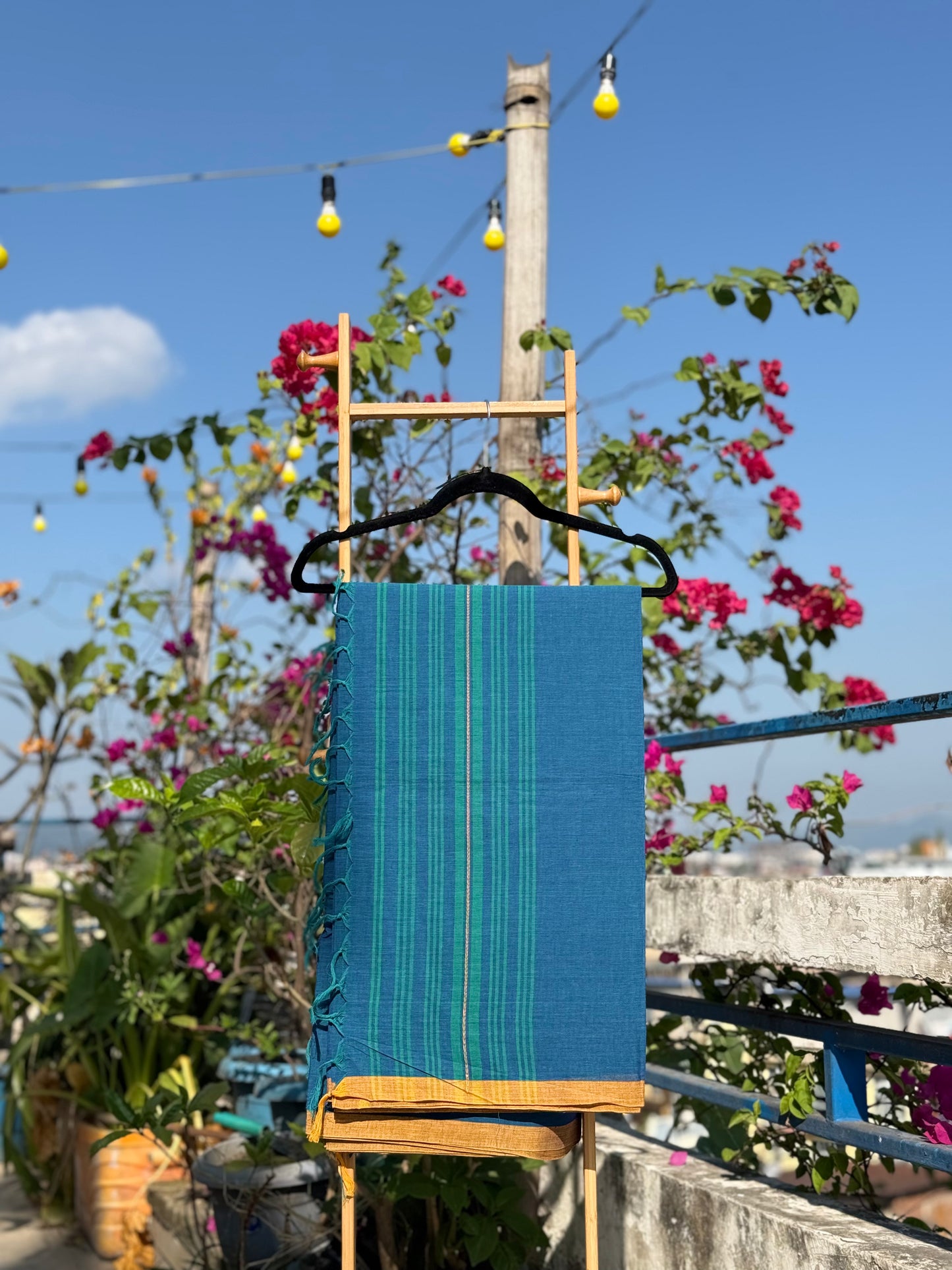 Brinda Blue with Yellow Border