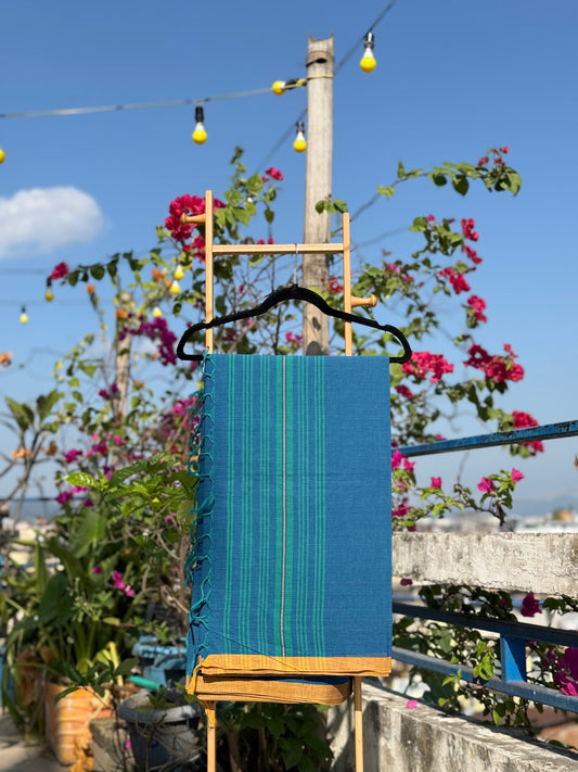 Brinda Blue with Yellow Border