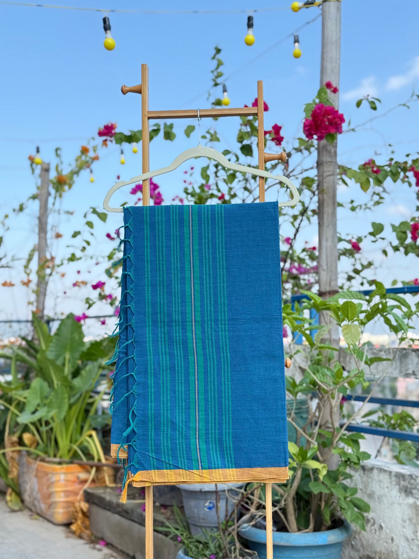 Brinda Blue with Yellow Border