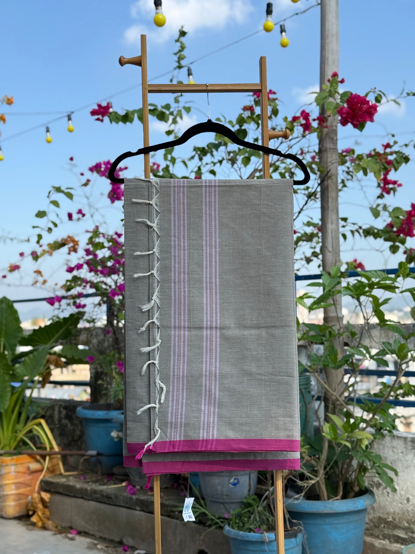 Brinda Grey with Pink Border
