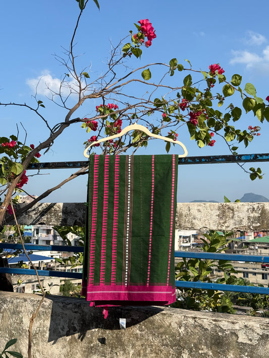 Sarojini Green with Rani Pink Border