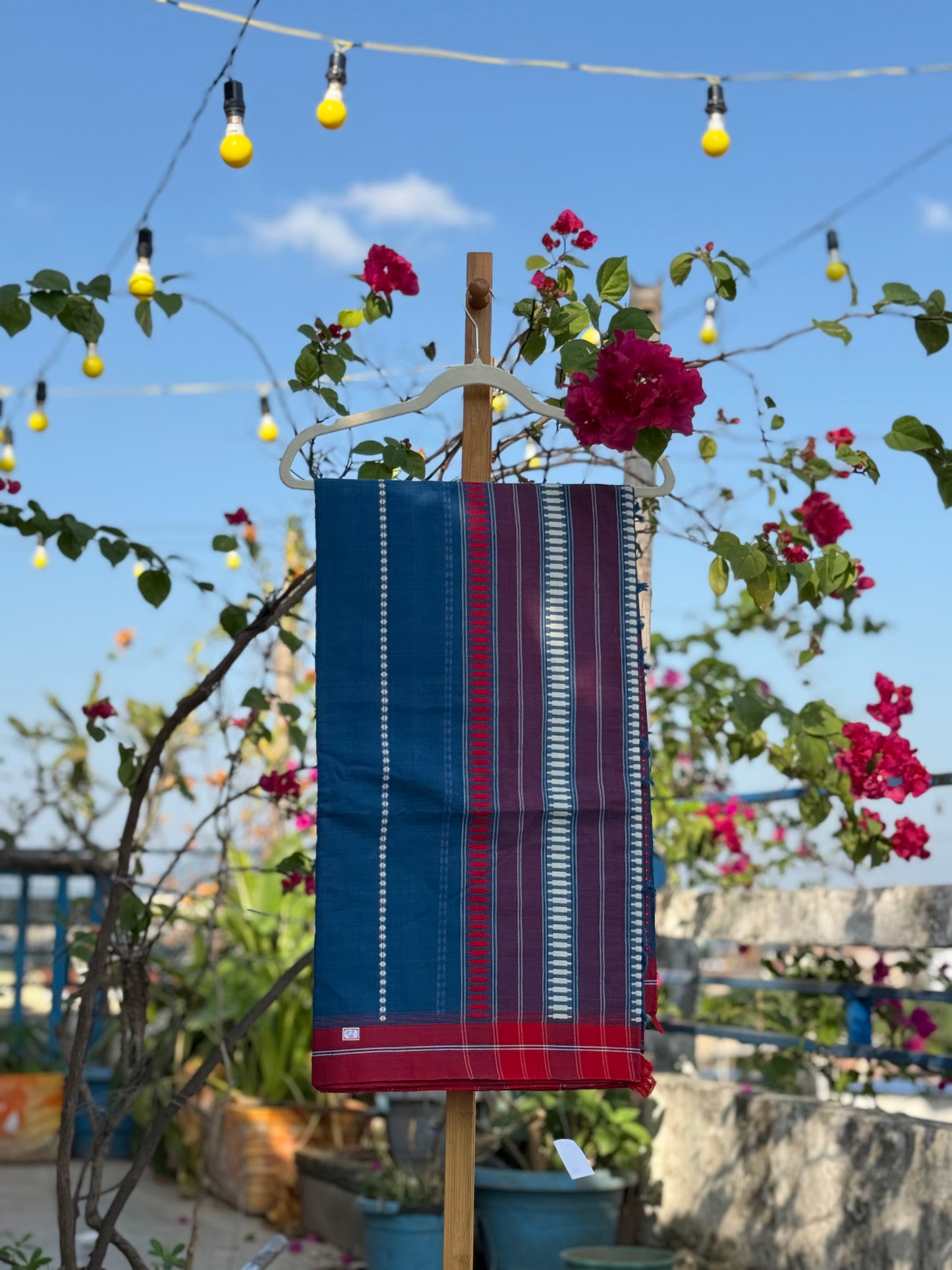 Brinda Indigo with Yellow Border